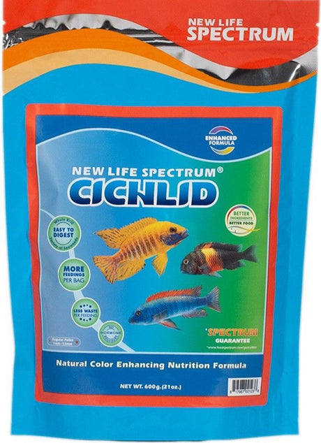 600 gram New Life Spectrum Cichlid Food Regular Sinking Pellets