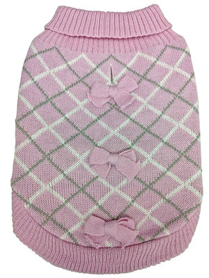 Fashion Pet Pretty in Plaid Dog Sweater Pink - PetMountain.com