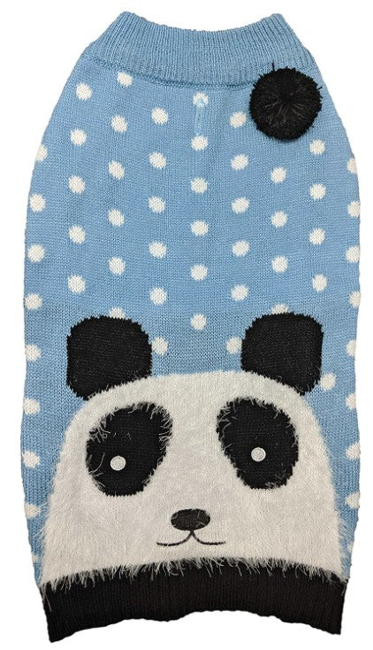 Medium - 1 count Fashion Pet Panda Dog Sweater Blue