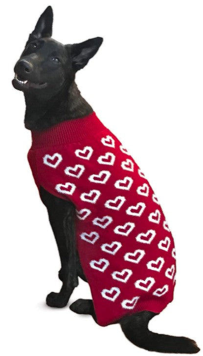 Fashion Pet All Over Hearts Dog Sweater Red - PetMountain.com