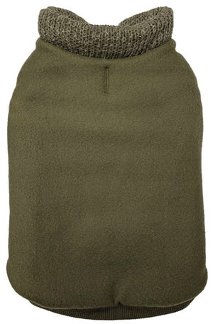 Fashion Pet Sweater Trim Puffy Dog Coat Olive - PetMountain.com