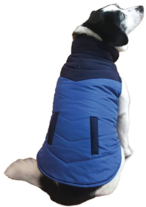 Fashion Pet Reversible Color Block Puffer Dog Jacket Blue - PetMountain.com