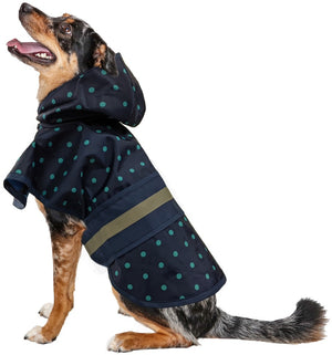 Fashion Pet Polka Dot Dog Raincoat Navy - PetMountain.com