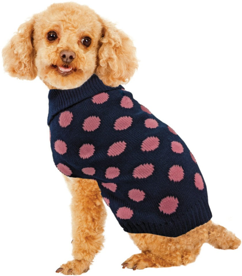 Fashion Pet Contrast Dot Dog Sweater Pink - PetMountain.com