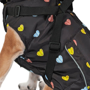 Fashion Pet Puffy Heart Harness Coat Black - PetMountain.com