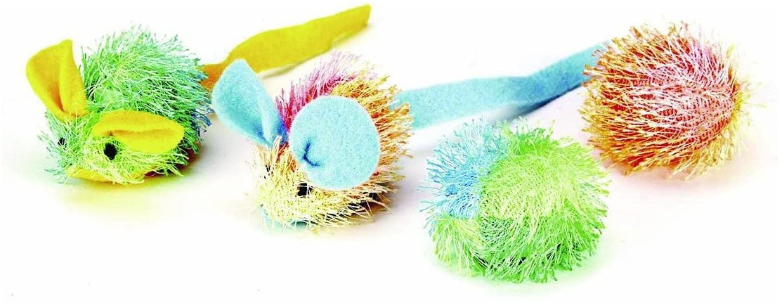 4 count Spot Stringy Mice and Balls Catnip Cat Toys