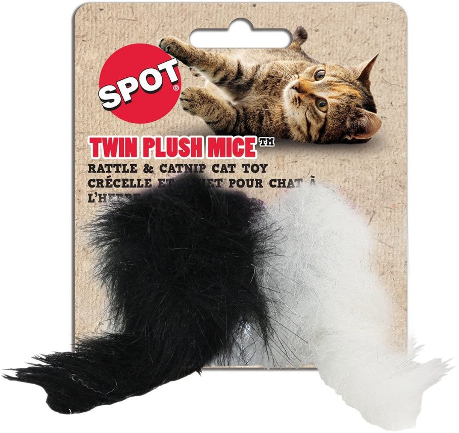 24 count (12 x 2 ct) Spot Twin Plush Mice Cat Toy