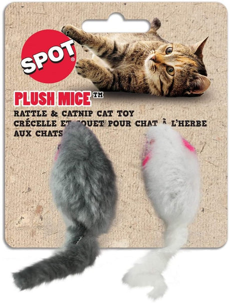 24 count (12 x 2 ct) Spot Plush Mice Rattle and Catnip Cat Toy