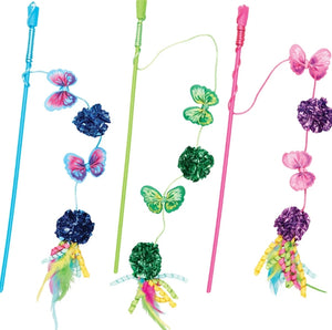 7 count Spot Butterfly and Mylar Teaser Wand Cat Toy Assorted Colors