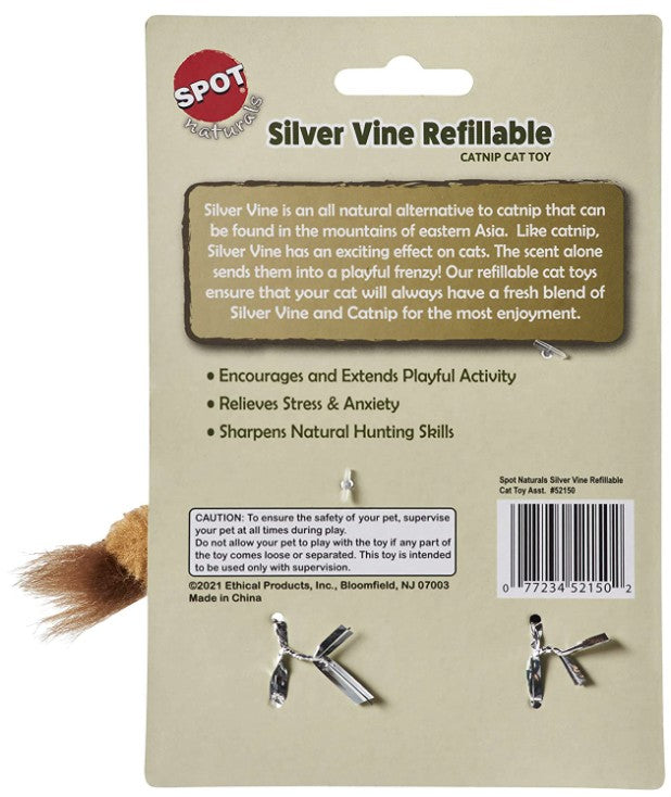 1 count Spot Silver Vine Refillable Cat Toy Assorted Characters