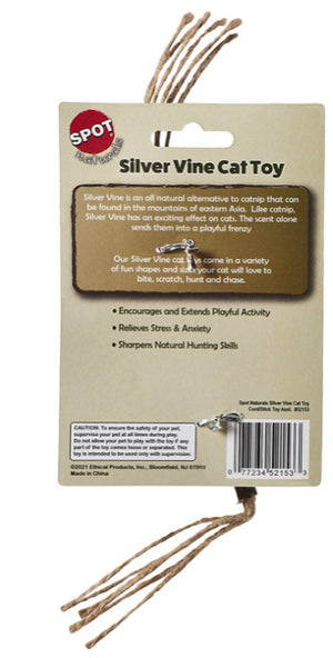 3 count Spot Silver Vine Cord and Stick Cat Toy Assorted Styles