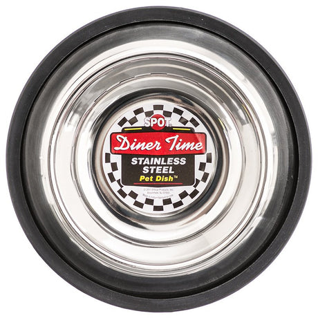 16 oz - 1 count Spot Diner Time Stainless Steel No Tip Pet Dish
