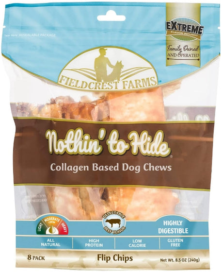 48 count (6 x 8 ct) Fieldcrest Farms Nothin to Hide Beef Flip Chips Dog Chews