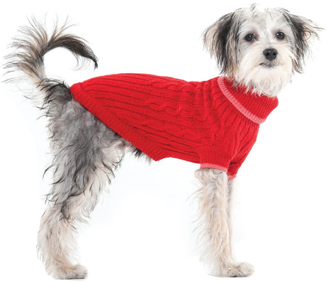 Fashion Pet Classic Cable Knit Dog Sweaters Red - PetMountain.com