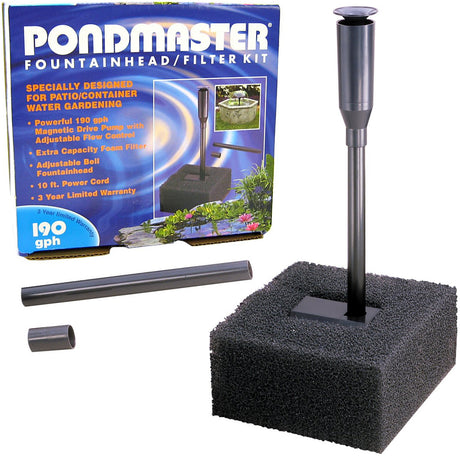 190 GPH Pondmaster Fountainhead and Filter Kit