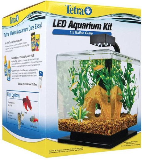 Tetra LED Aquarium Kit Black 1.5 Gallon Cube - PetMountain.com