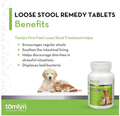 10 count Tomlyn Firm Fast Loose Stool Remedy Supplement Tablet for Dogs and Cats