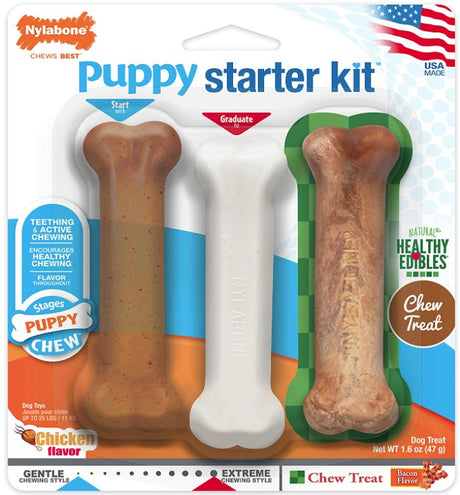 15 count (5 x 3 ct) Nylabone Puppy Chew Starter Kit