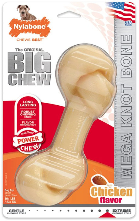 1 count Nylabone Power Chew Knot Bone Big Dog Chew Toy Chicken Flavor