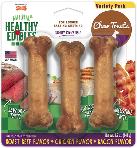 9 count (3 x 3 ct) Nylabone Healthy Edibles Chews Variety Pack Regular