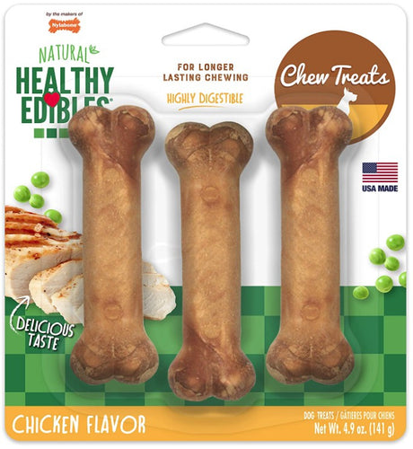 24 count (8 x 3 ct) Nylabone Healthy Edibles Chews Chicken Regular