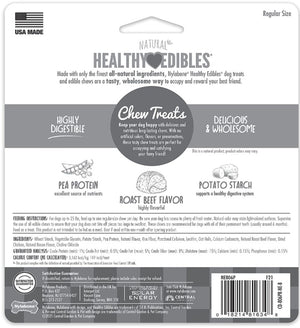 36 count (12 x 3 ct) Nylabone Natural Healthy Edibles Chew Dog Treats Roast Beef Regular