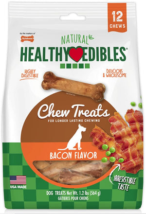 36 count (3 x 12 ct) Nylabone Healthy Edibles Chews Bacon Regular