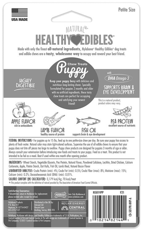 Nylabone Puppy Healthy Edibles Natural Long Lasting Lamb and Apple Dog Chew and Treat - PetMountain.com