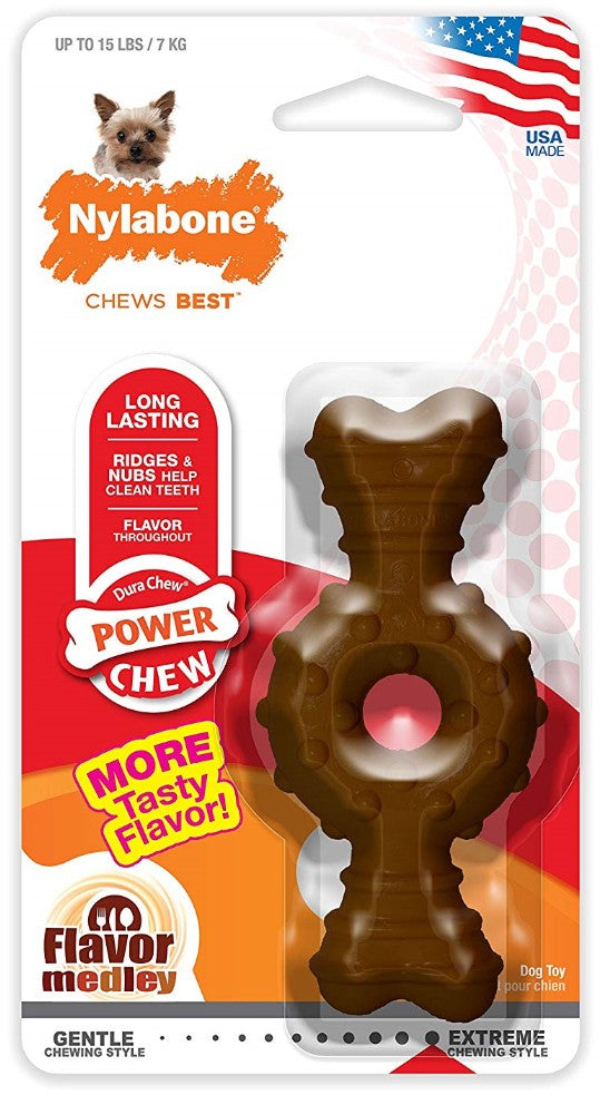 Nylabone Dura Chew Power Chew Flavor Medley Textured Ring Bone Petite - PetMountain.com