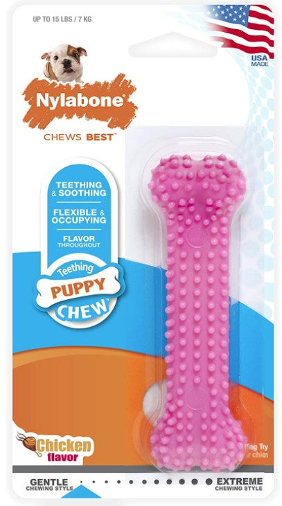6 count Nylabone Puppy Chew Dental Bone Pink