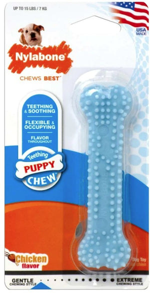 6 count Nylabone Puppy Chew Dental Bone Blue