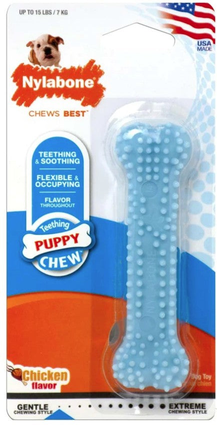 6 count Nylabone Puppy Chew Dental Bone Blue