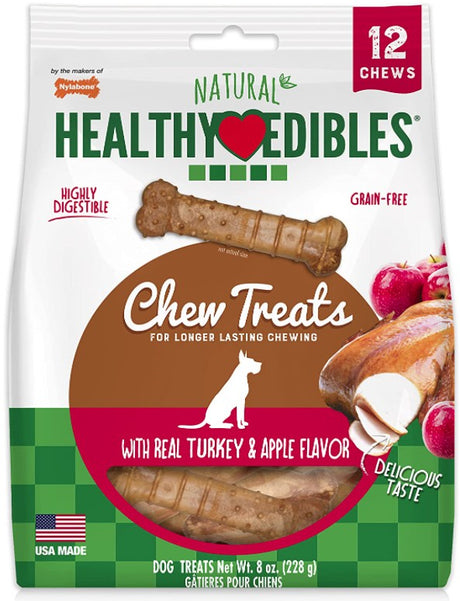 96 count (8 x 12 ct) Nylabone Healthy Edibles Flavor Combos Turkey and Apple Petite