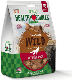 16 count Nylabone Healthy Edibles Natural Wild Bison Chew Treats Small