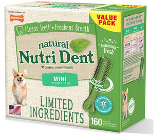320 count (2 x 160 ct) Nylabone Natural Nutri Dent Fresh Breath Limited Ingredients Mini Dog Chews