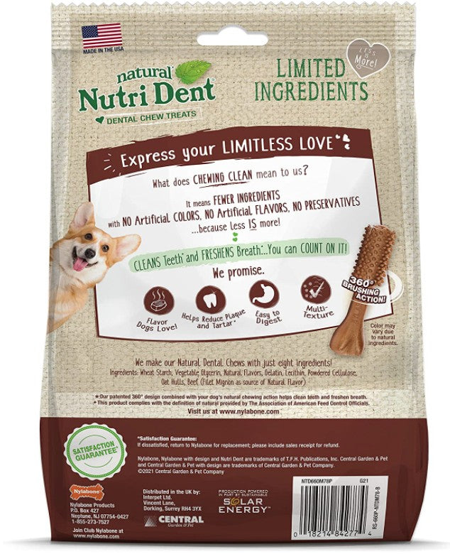 234 count (3 x 78 ct) Nylabone Natural Nutri Dent Filet Mignon Limited Ingredients Mini Dog Chews