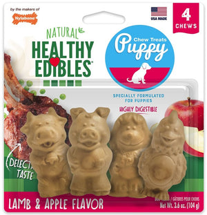 24 count (6 x 4 ct) Nylabone Healthy Edibles Natural Puppy Chew Treats Lamb and Apple Flavor