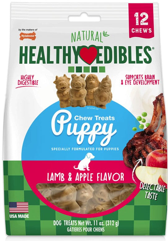 Nylabone Healthy Edibles Natural Puppy Chew Treats Lamb and Apple Flavor - PetMountain.com