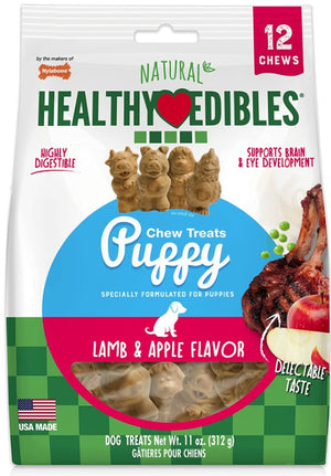 36 count (3 x 12 ct) Nylabone Healthy Edibles Natural Puppy Chew Treats Lamb and Apple Flavor