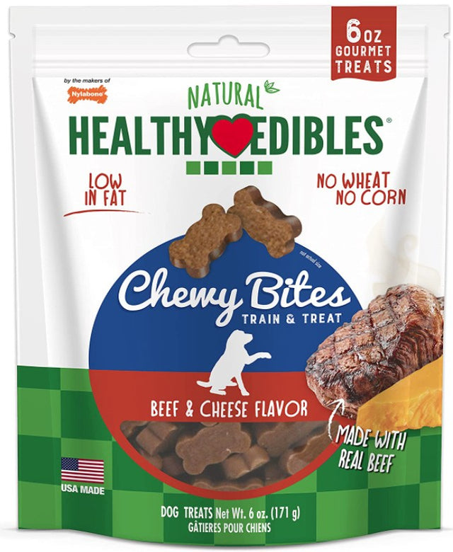 Nylabone Natural Healthy Edibles Beef and Cheese Chewy Bites Dog Treats - PetMountain.com