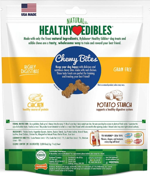36 oz (6 x 6 oz) Nylabone Natural Healthy Edibles Chicken Chewy Bites Dog Treats