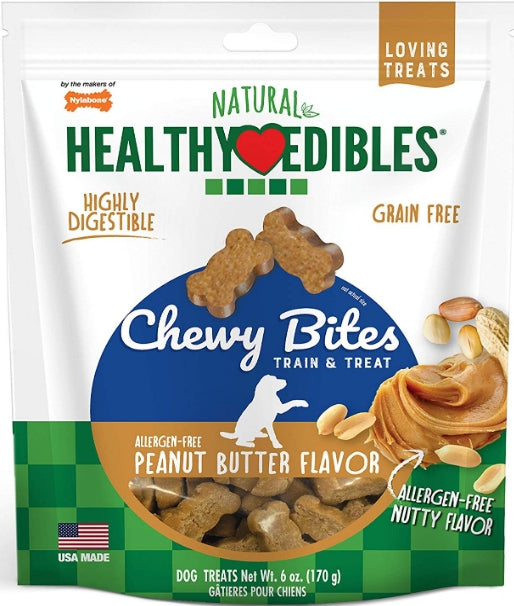 6 oz Nylabone Natural Healthy Edibles Peanut Butter Chewy Bites Dog Treats