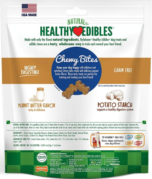 6 oz Nylabone Natural Healthy Edibles Peanut Butter Chewy Bites Dog Treats