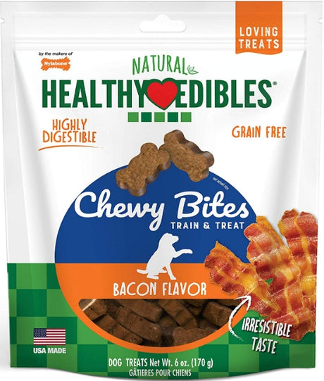 36 oz (6 x 6 oz) Nylabone Natural Healthy Edibles Bacon Chewy Bites Dog Treats