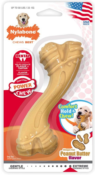 1 count Nylabone Power chew Curvy Dental Chew Peanut Butter Flavor Giant