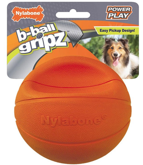 6 count Nylabone Power Play B-Ball Grips Basketball Medium 4.5" Dog Toy