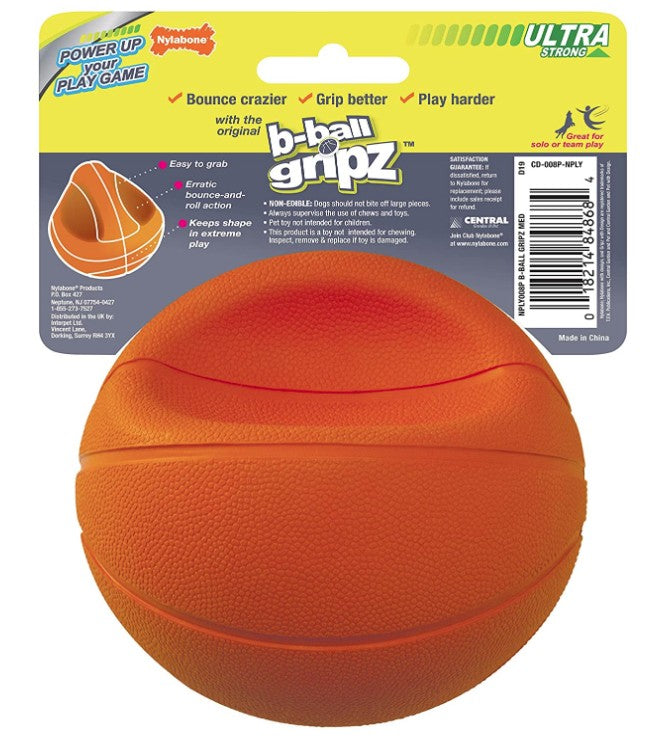 Nylabone Power Play B-Ball Grips Basketball Medium 4.5" Dog Toy - PetMountain.com