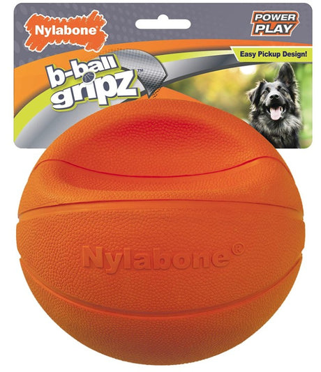 1 count Nylabone Power Play B-Ball Grips Basketball Large 6.5" Dog Toy