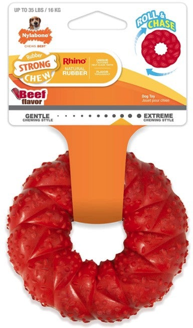 1 count Nylabone Strong Chew Braided Ring Dog Toy Beef Flavor Wolf