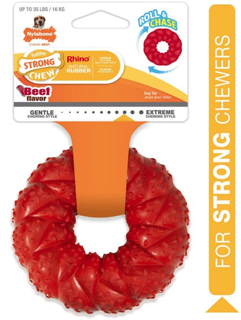 6 count Nylabone Strong Chew Braided Ring Dog Toy Beef Flavor Wolf